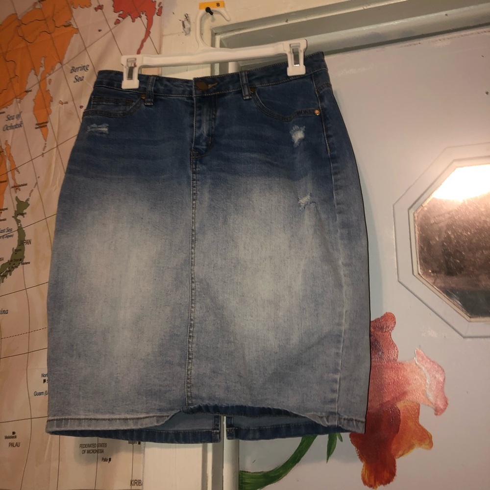 half bleached jean skirt